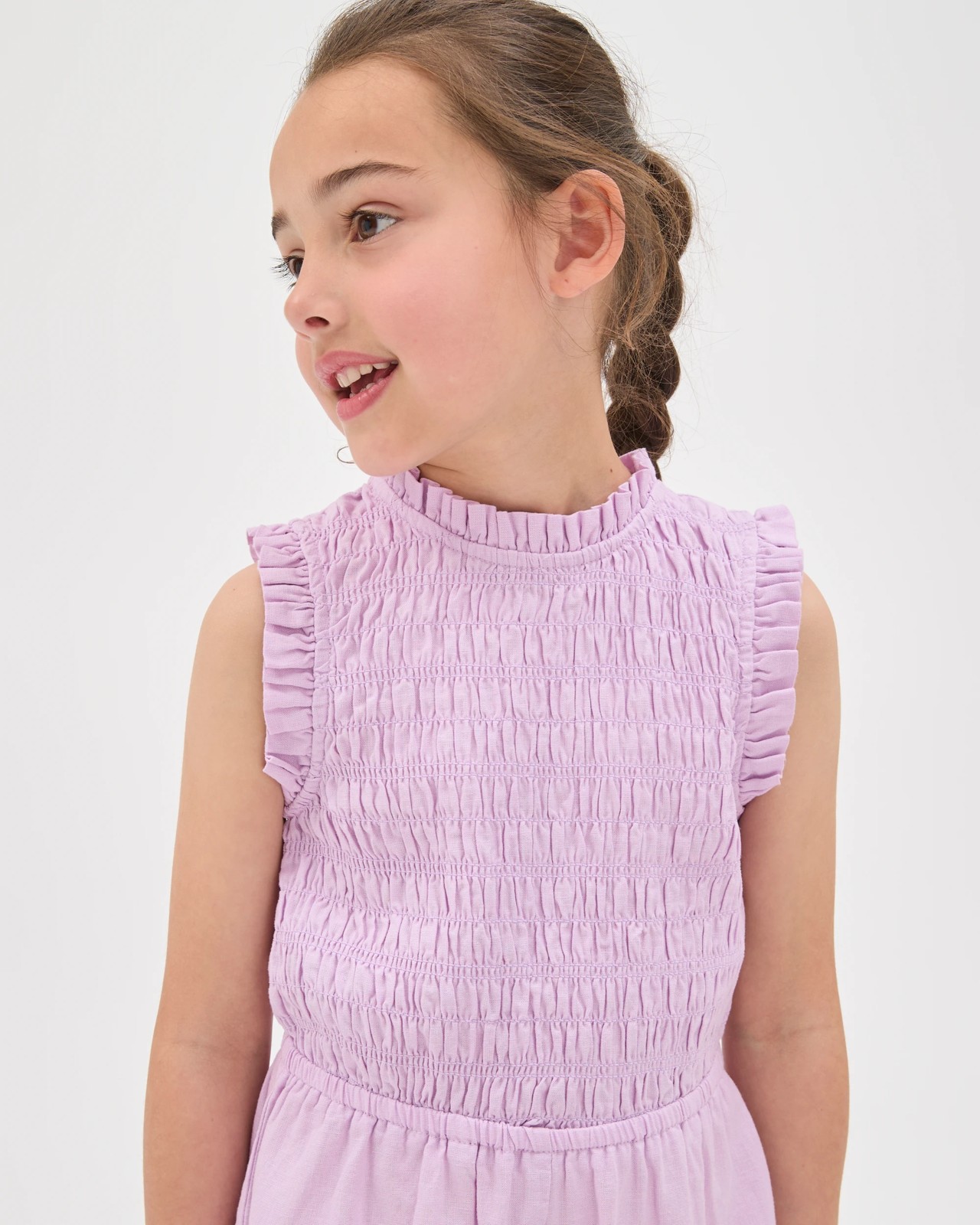 Linen Blend Sleeveless Playsuit - Light Purple 3 of 5