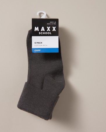 6 Pack Maxx School Cuffed Socks