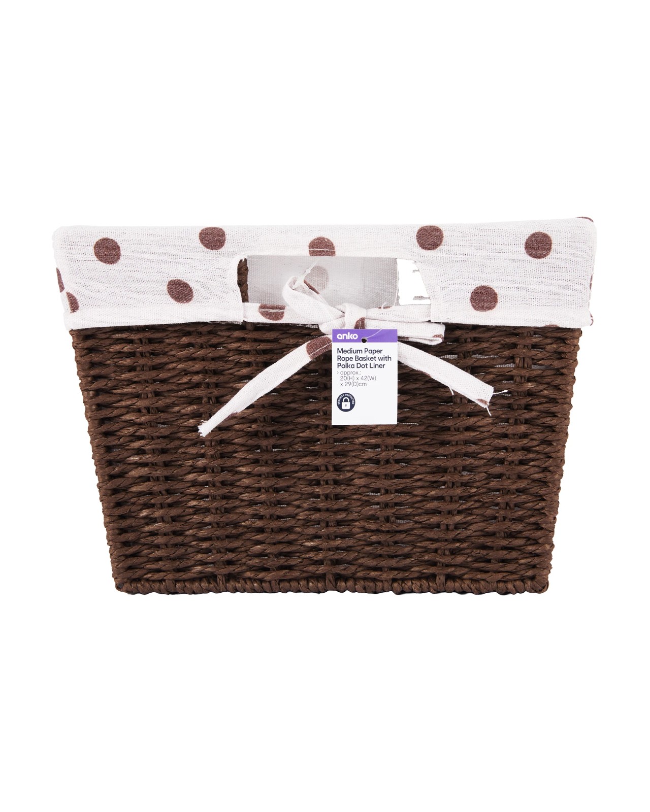 Anko Medium Paper Rope Basket with Polka Dot Liner - Beige 5 of 5