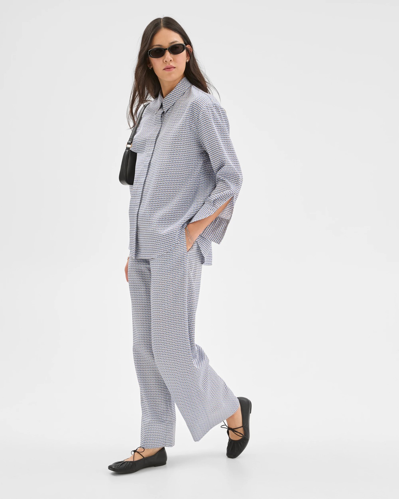 Preview Long Sleeve Set Dressing Shirt - Blue Mist Micro Geo 3 of 6