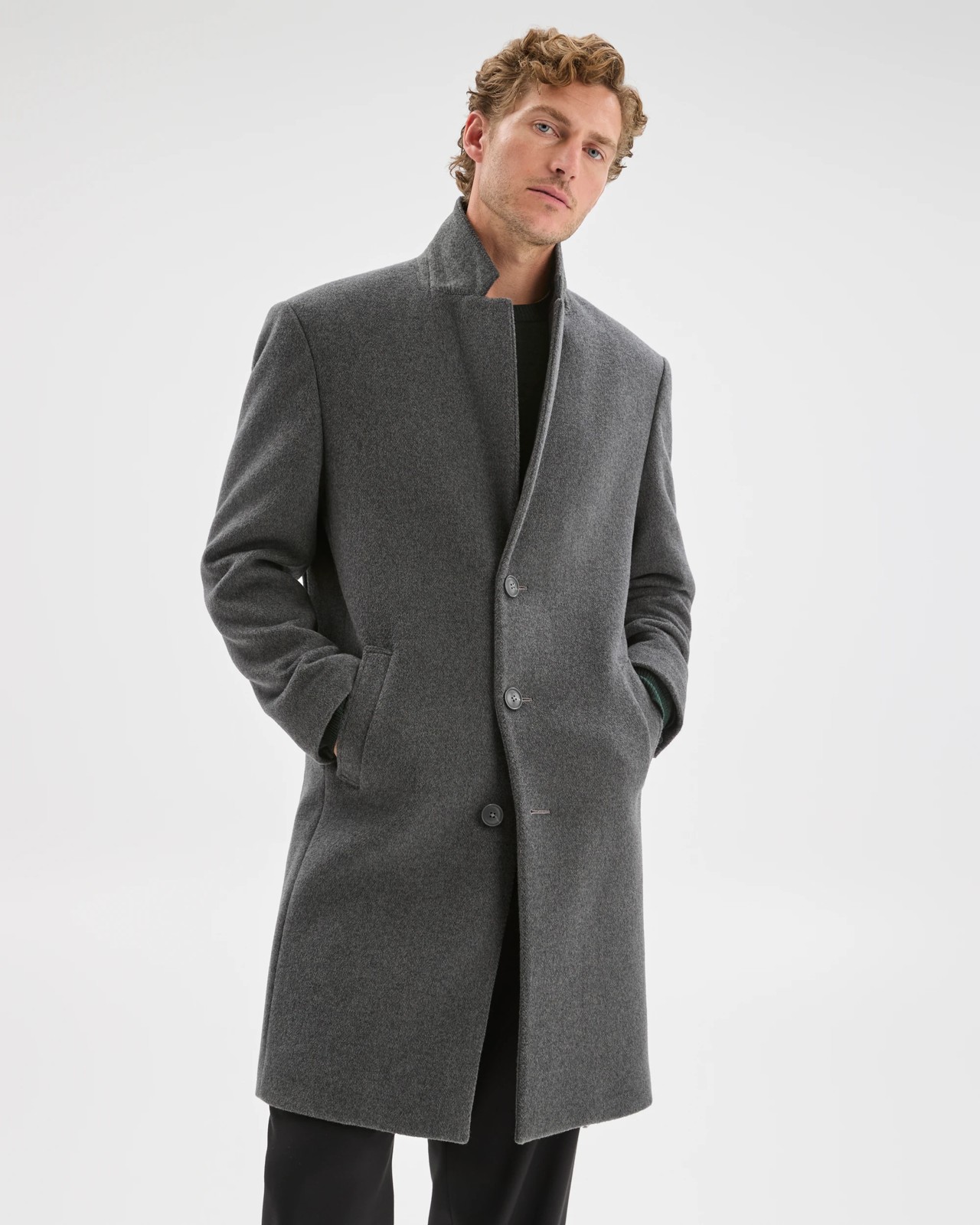 Preview Long Sleeve Long Coat - Charcoal 6 of 6
