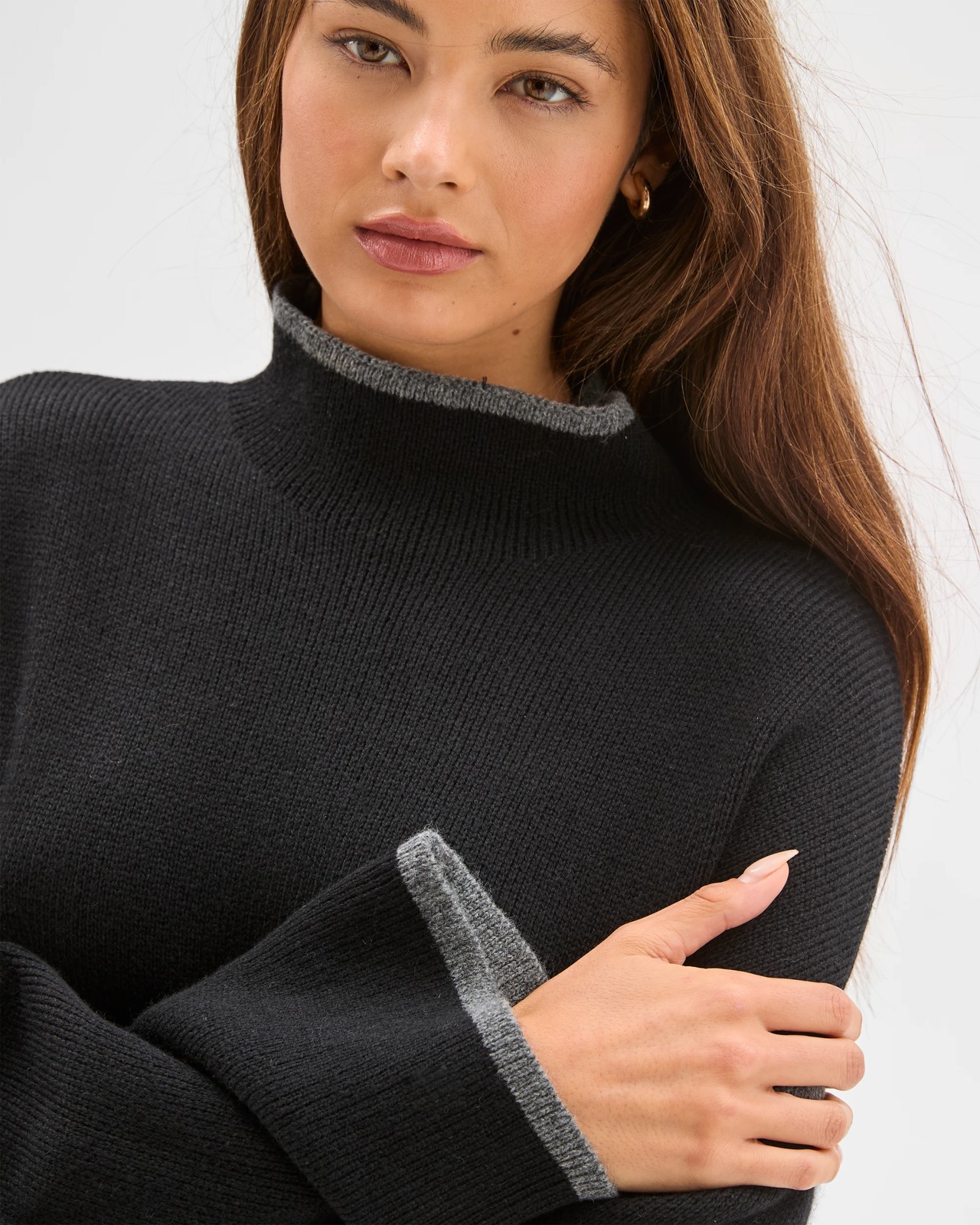 Lily Loves High Neck Contrast Jumper - Black 5 of 6