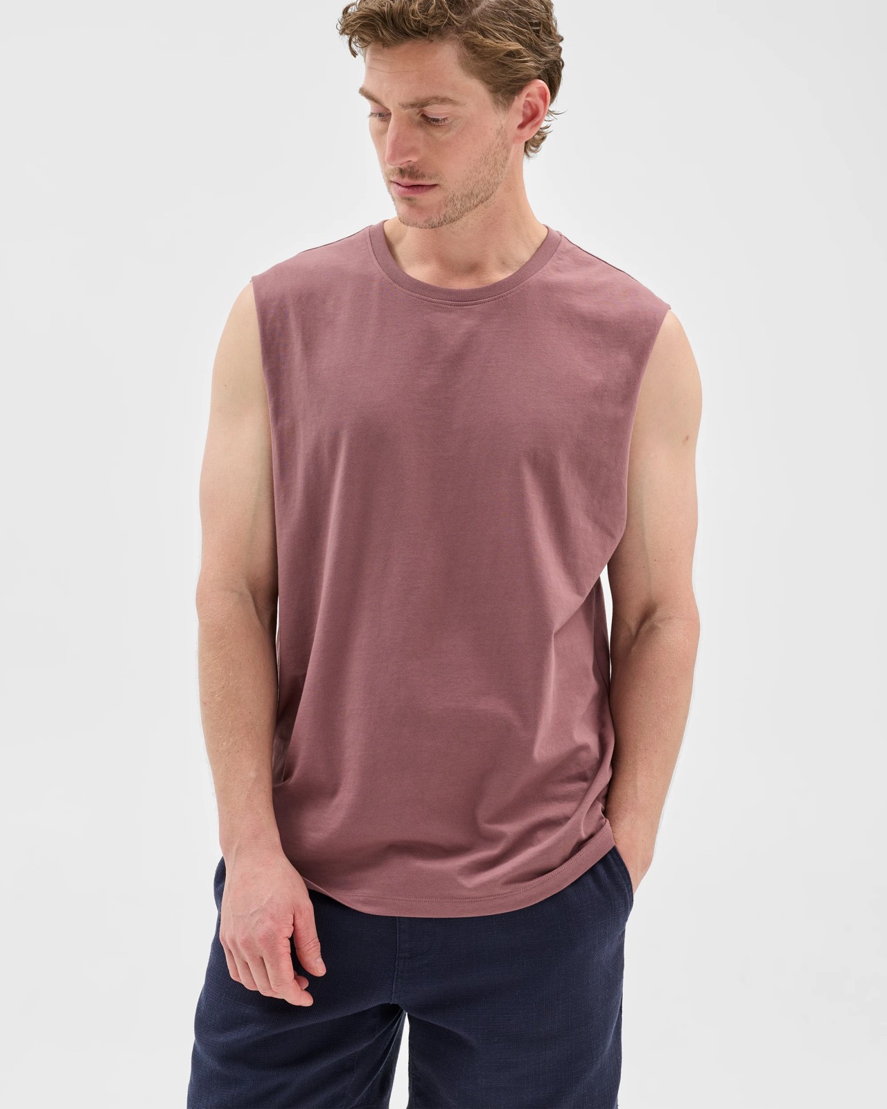 Australian Cotton Plain Tank Top  - Rose Taupe 2 of 5