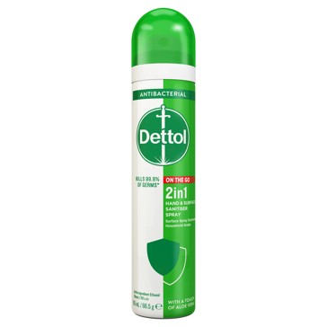 Dettol 2-in-1 Hand and Surface Sanitiser Spray 90ml - Aloe Vera