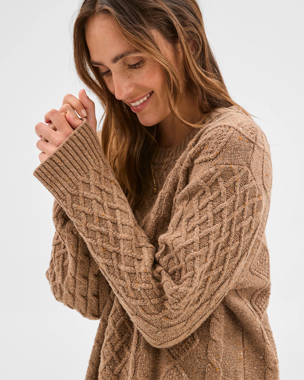 Australian Cotton Blend Cable Knit Sweater - Partridge 5 of 5