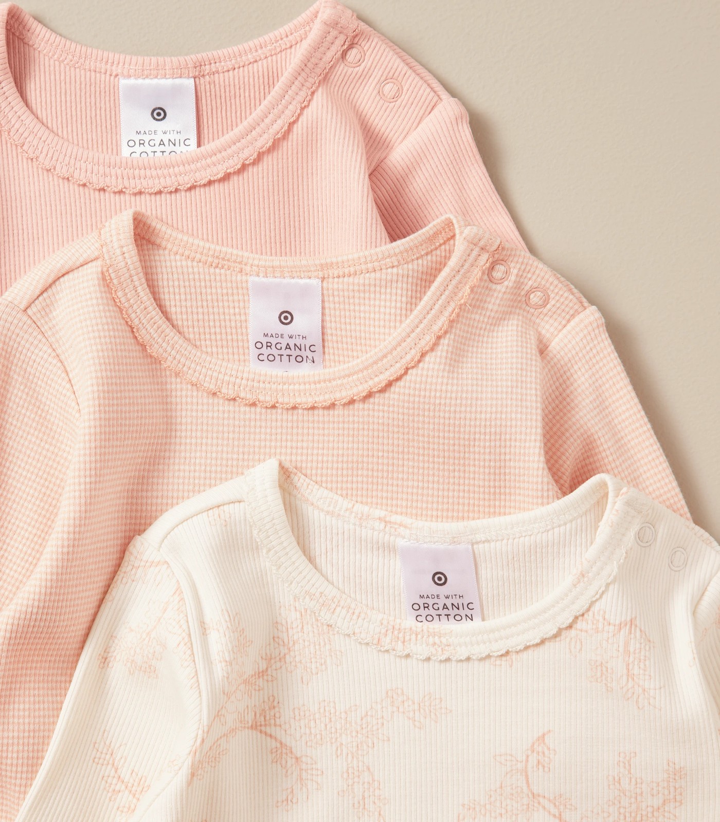 3 Pack Baby Organic Cotton Bodysuits 3 of 5