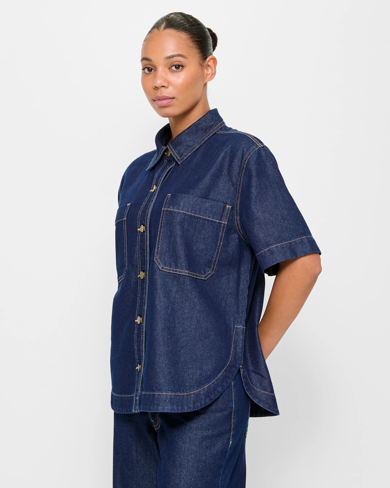 Short Sleeve Denim Shacket | Target Australia