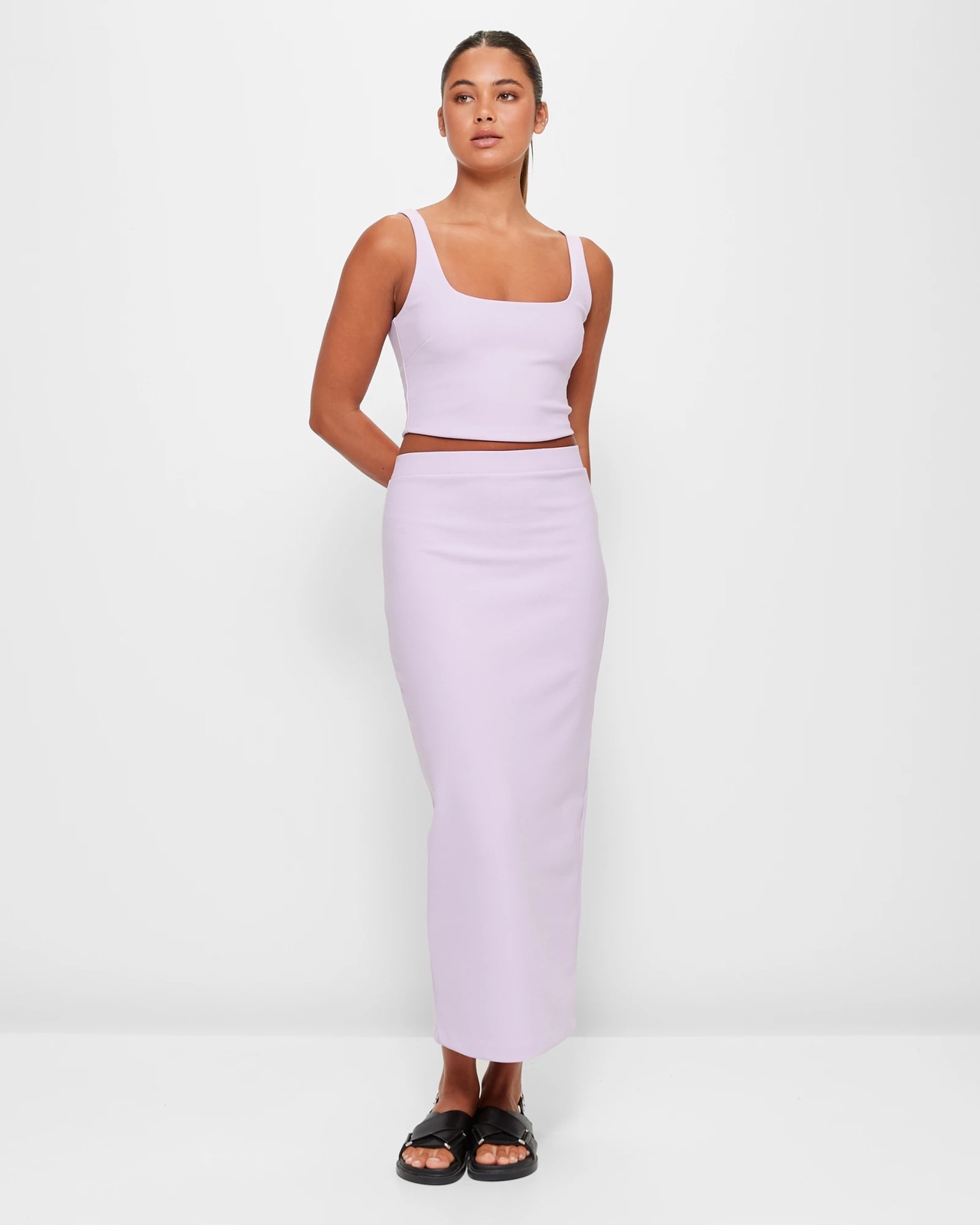 Crepe Maxi Skirt - Lily Loves - Pastel Lilac
