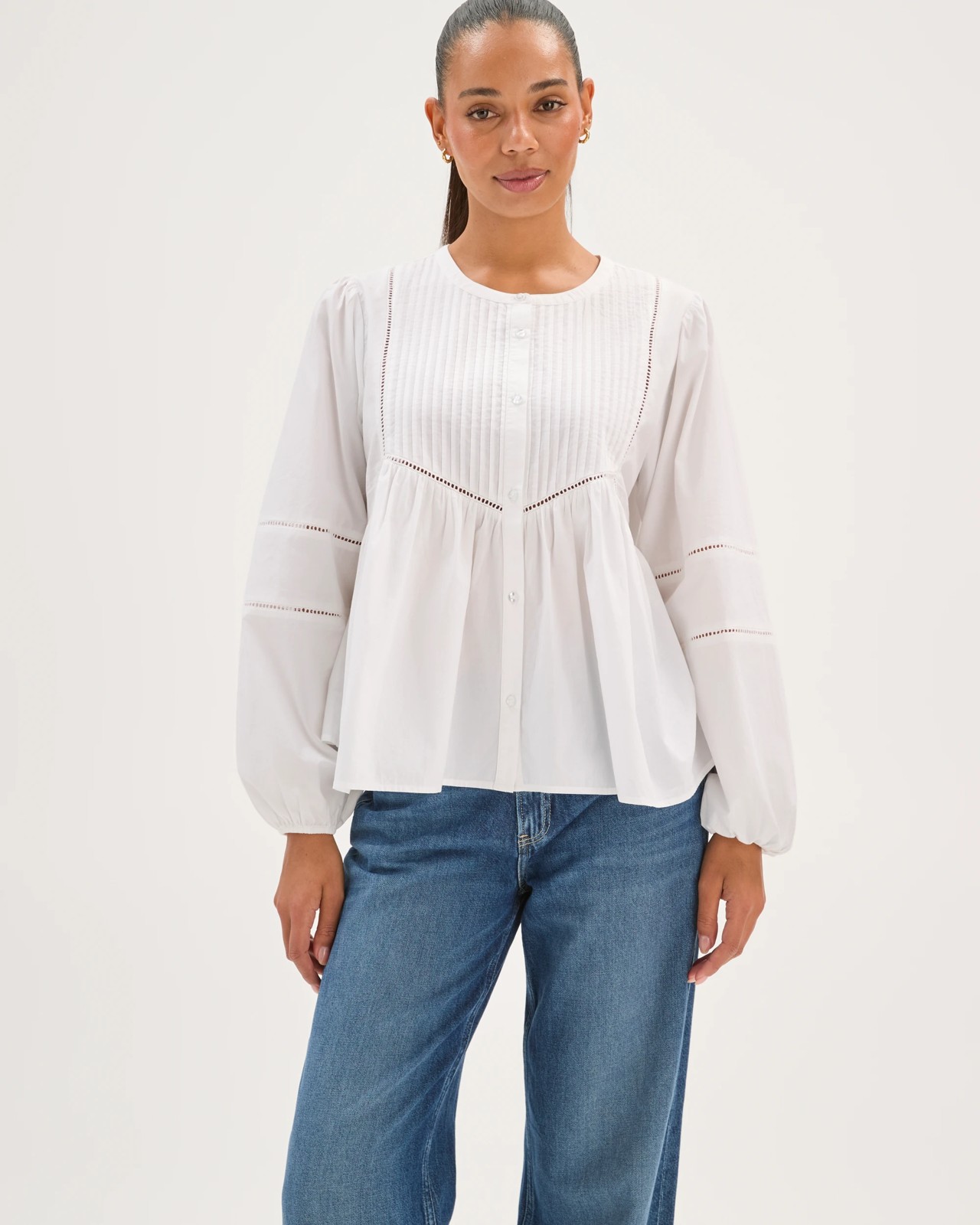 Long Sleeve Femme Detail Blouse - White 4 of 5