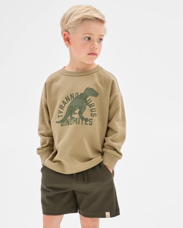 Australian Cotton Textured Fleece Crew Top and Short Set