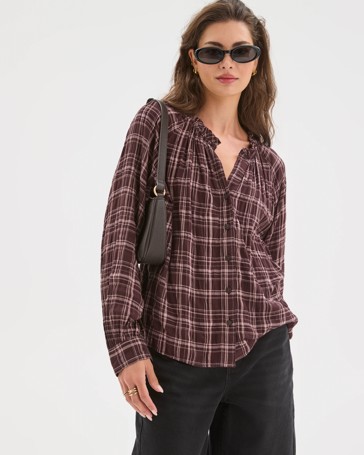 Petites Long Sleeve Tie Cuff Blouse