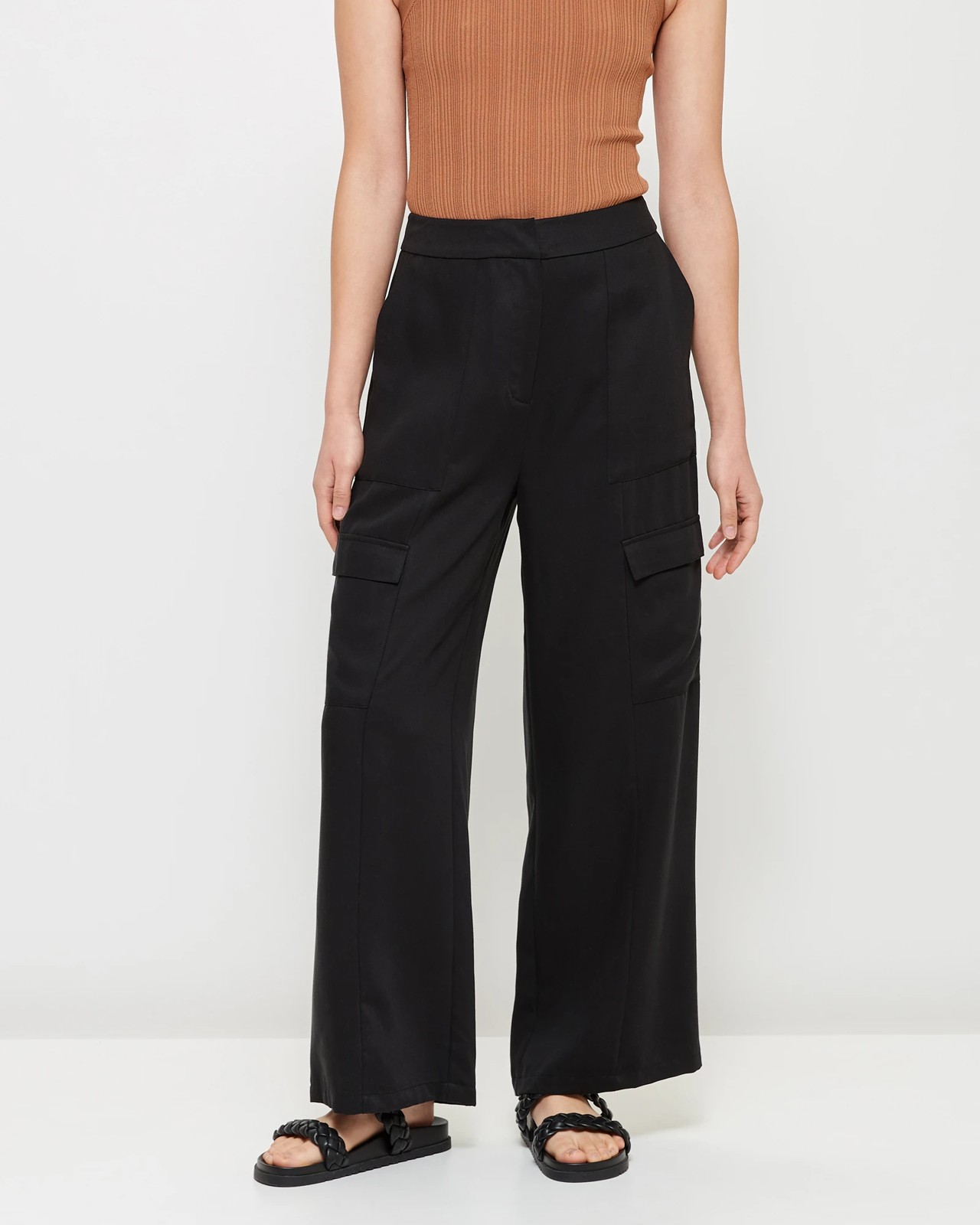 Maternity Wide Leg Jersey Knit Relaxed Cargo Pants