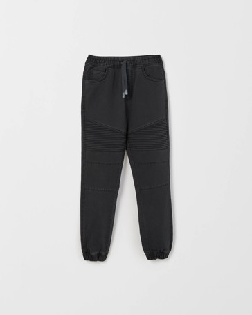 Elastic Waistband Slim Fit Biker Denim Jeans