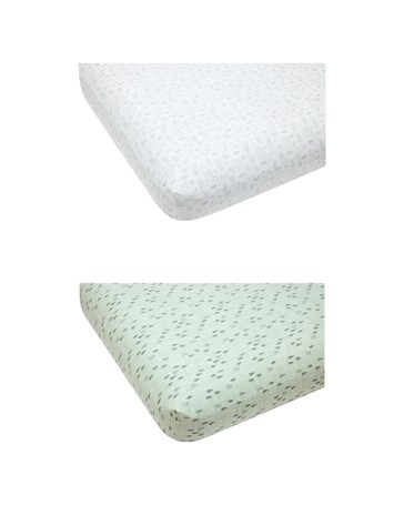 Anko 2 Pack 225 Thread Count Organic Cotton Fitted Cot Sheets - Woodlands