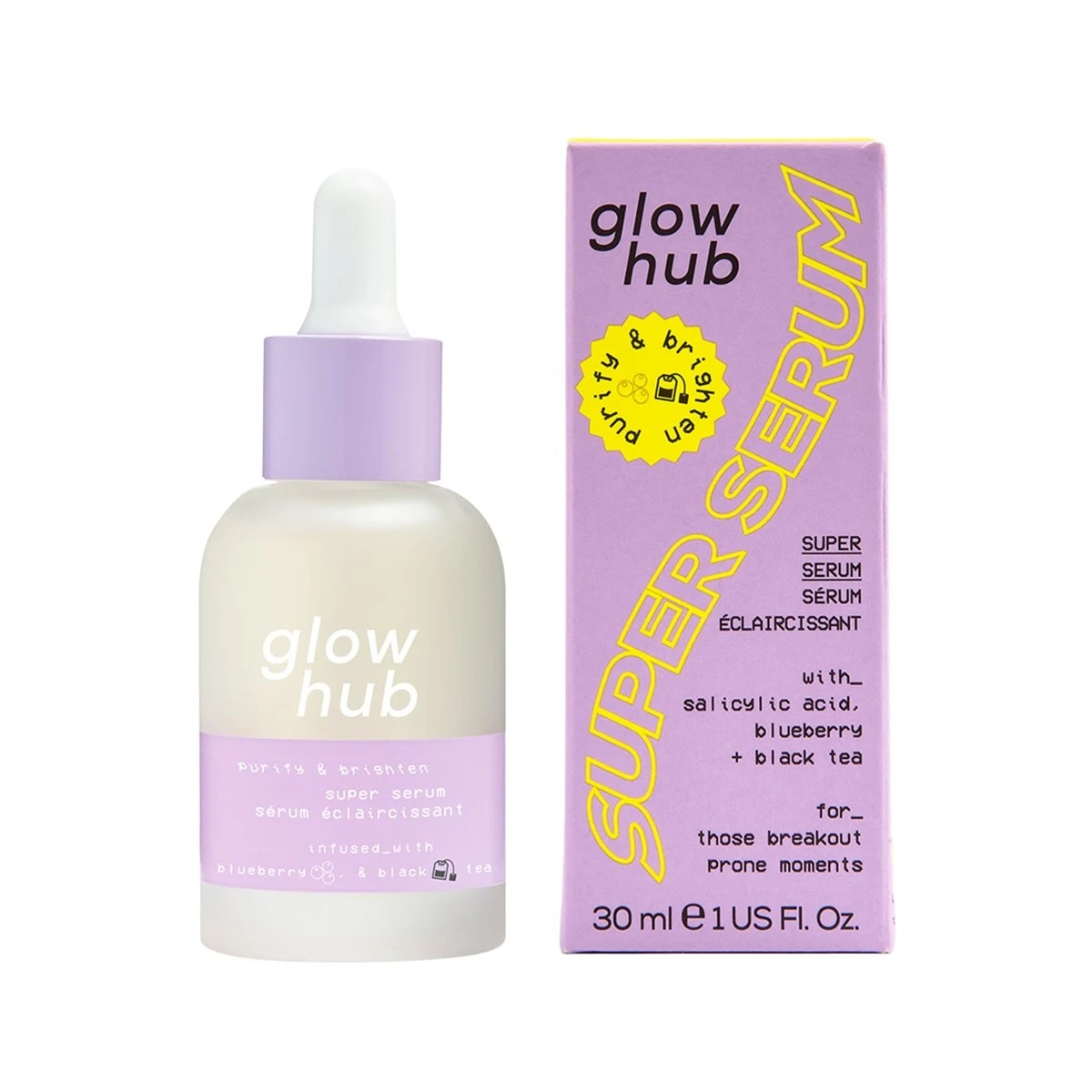 Glow Hub Purify & Brighten Super Serum 30ml - Salicylic Acid, Blueberry and Black Tea 3 of 6