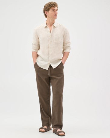 Australian Cotton Elastic Waistband Relaxed Textured Pants