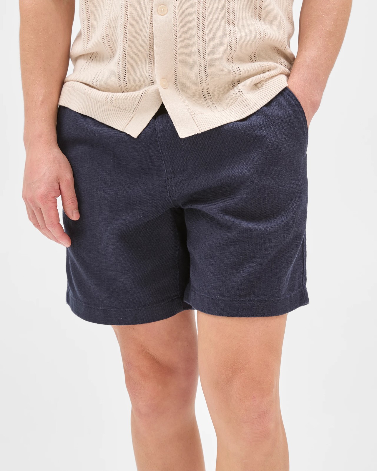 Australian Cotton Textured Shorts - Navy 2 of 6