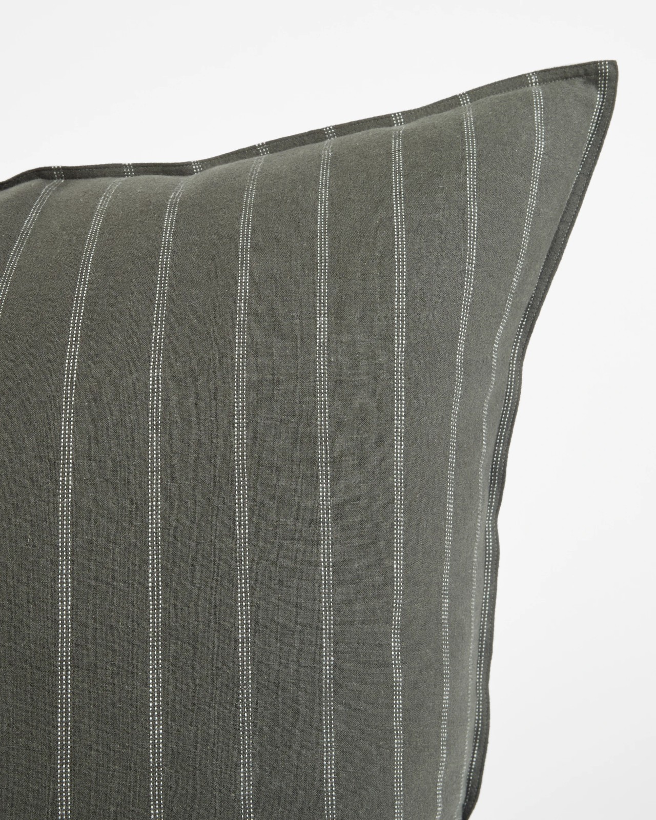 Adelle Stripe Linen/Cotton European Pillowcase - Moss 3 of 6