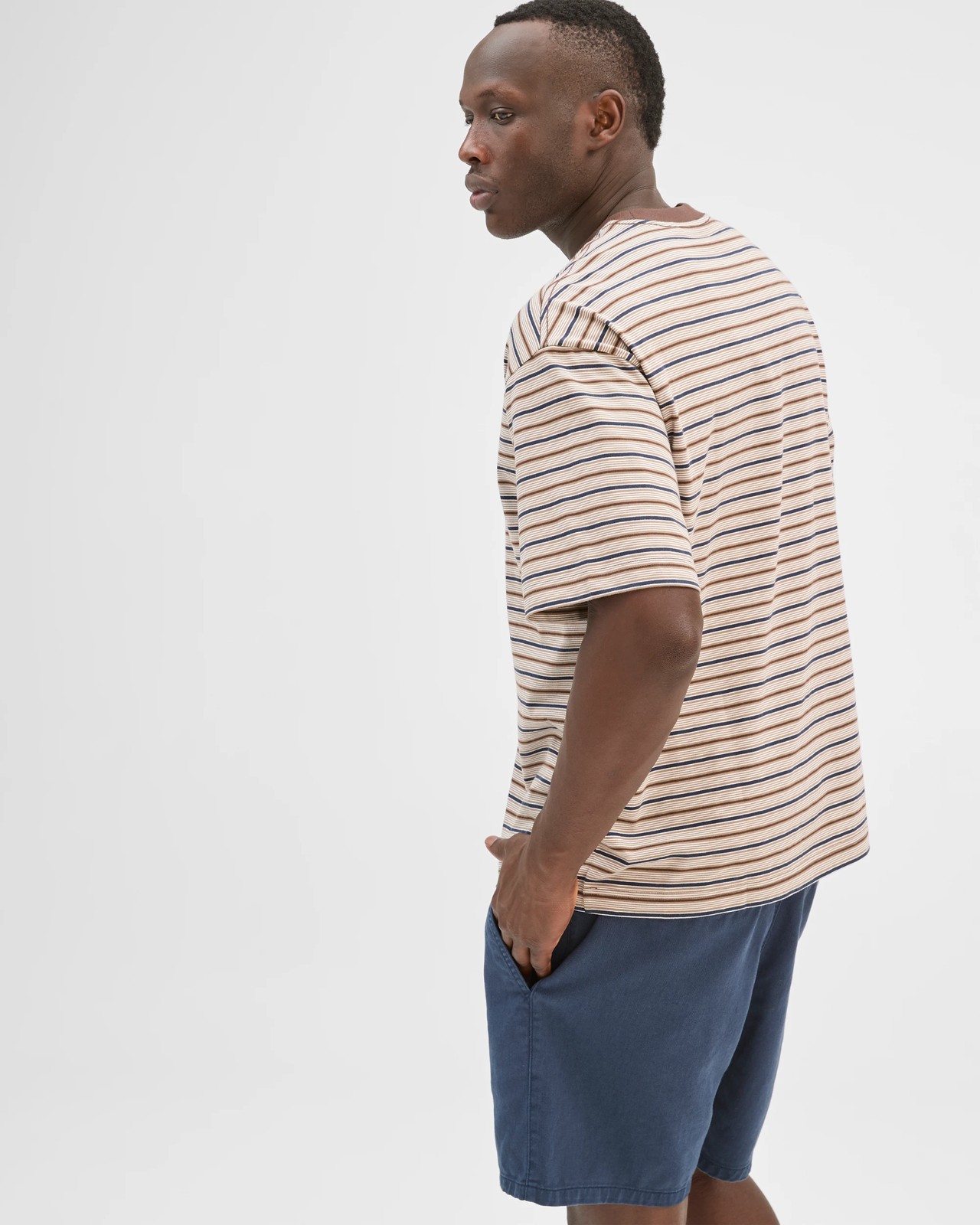 Commons Australian Cotton Stripe T-Shirt - Brown Stripe 6 of 6