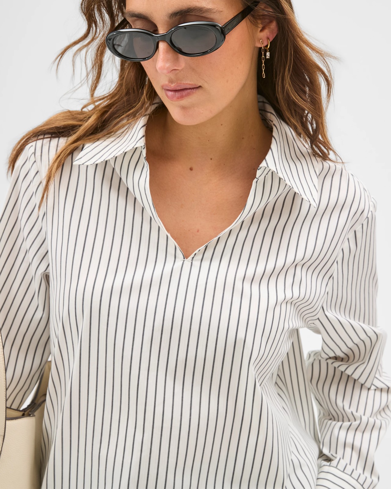 Preview Australian Cotton Blend Popover Blouse 3 of 6