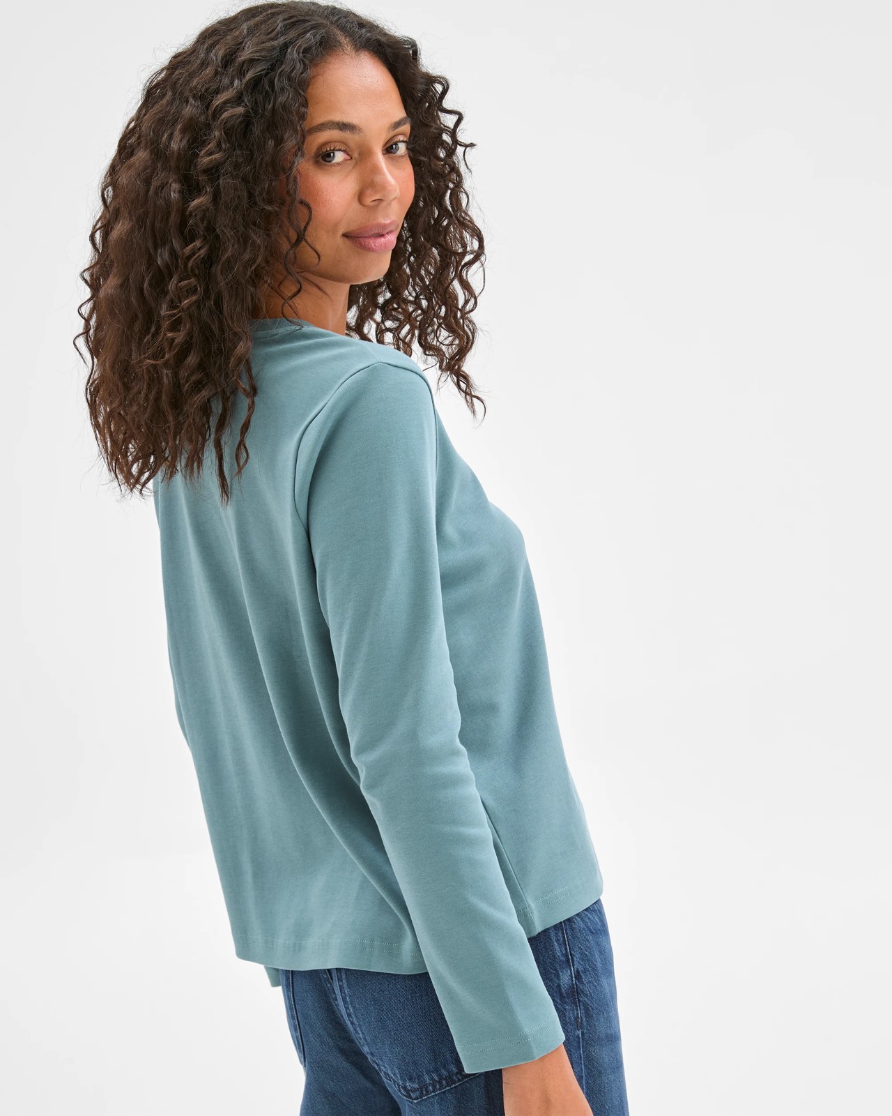 Australian Cotton Classic Long Sleeve Crew Neck T-Shirt - Succulent 4 of 5