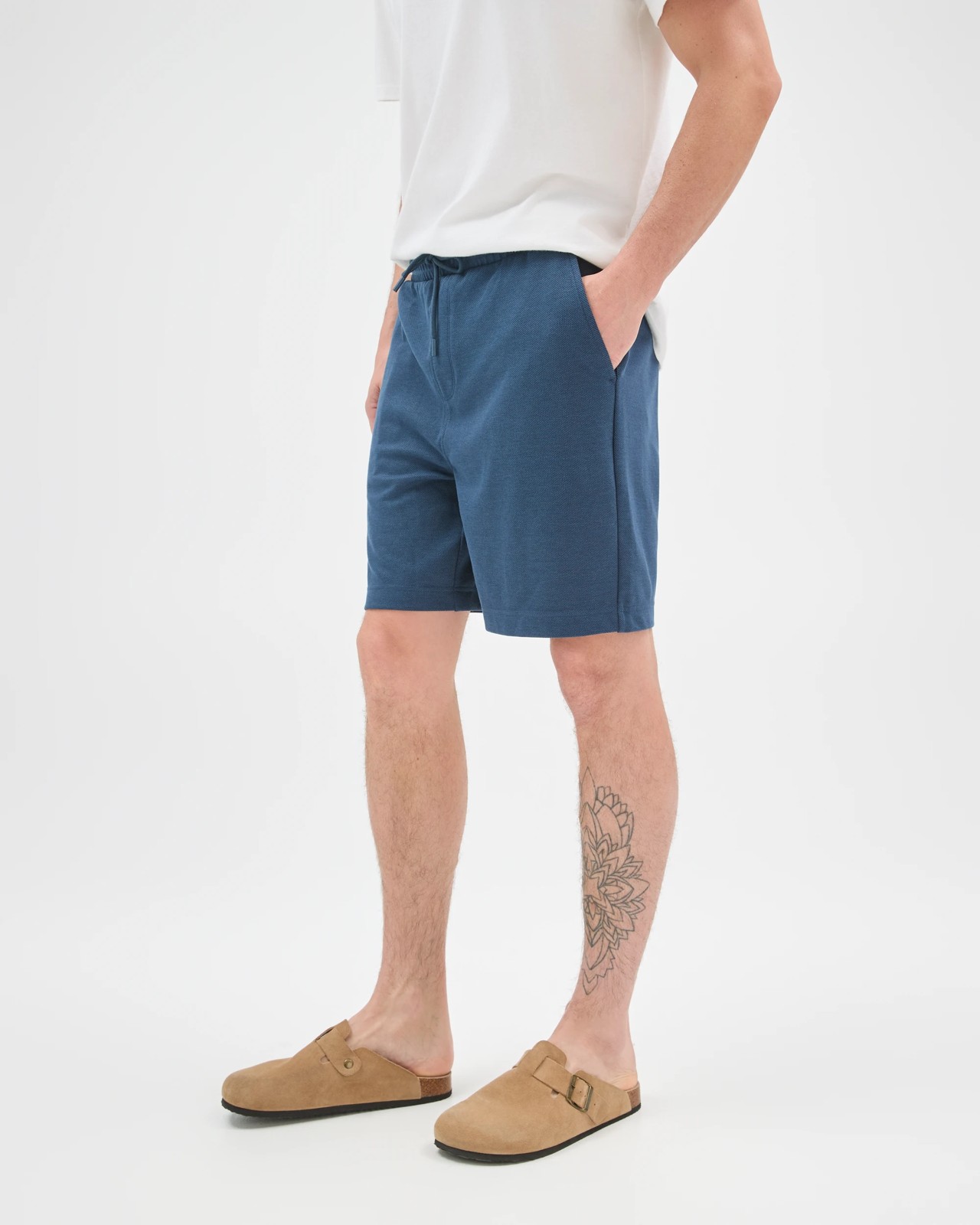 Textured Fleece Shorts - Dark Blue 5 of 6
