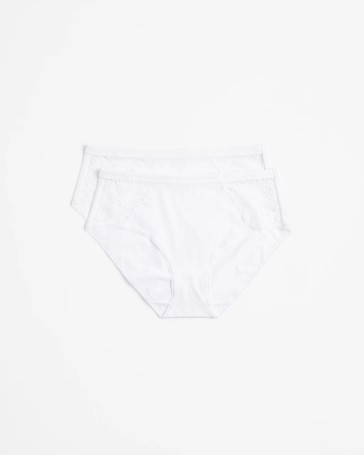 2 Pack Australian Cotton and Lace Midi Briefs