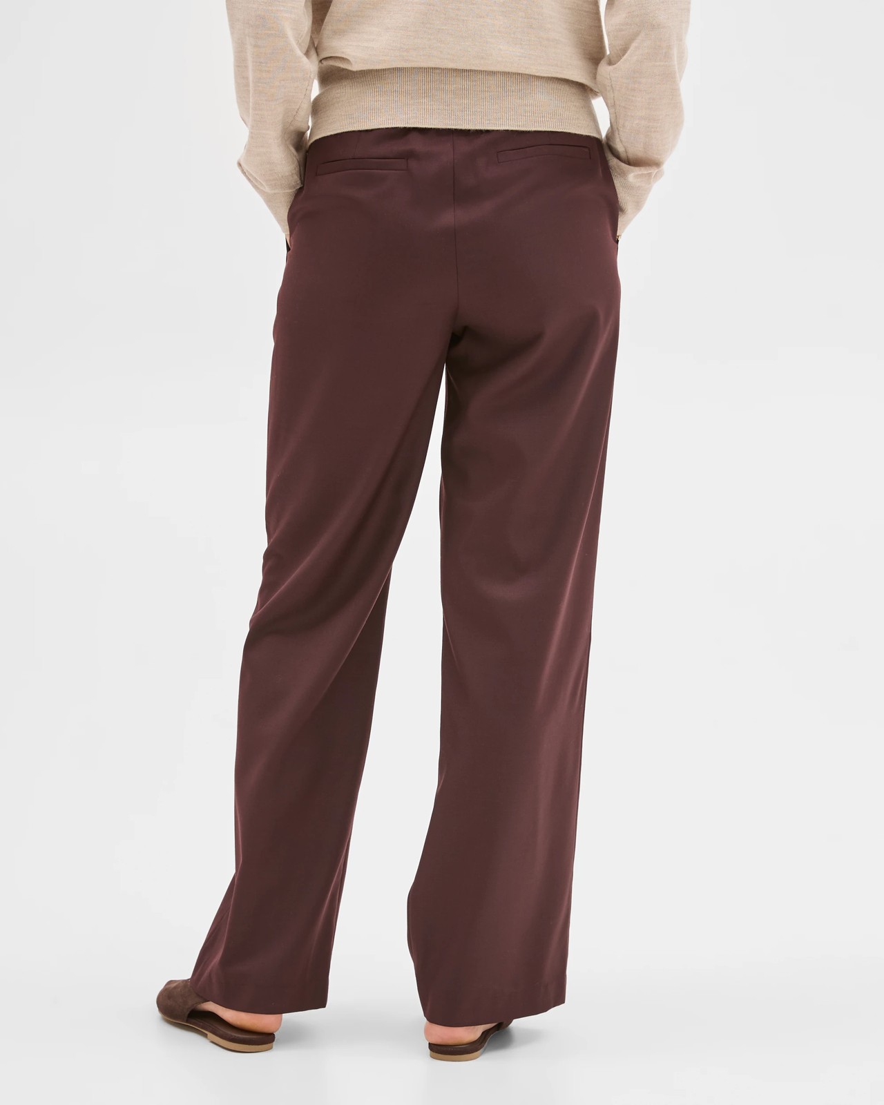 Preview Wool Blend Tailored Straight Leg Pants 5 of 5