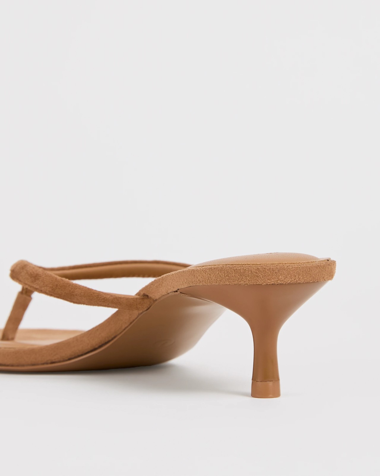 Genuine Suede Leather Thong Heels - Tan Suede 3 of 3