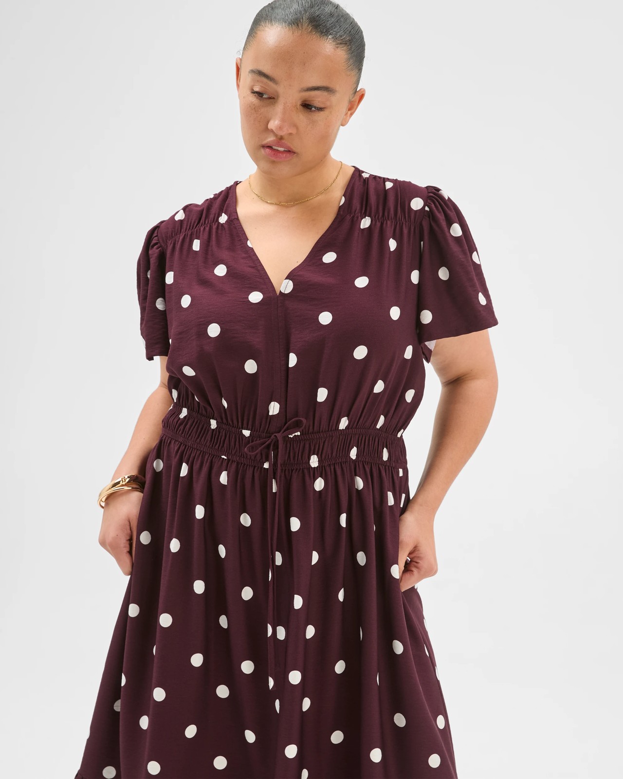 Plus Size Shirred Waist Midi Dress 4 of 5