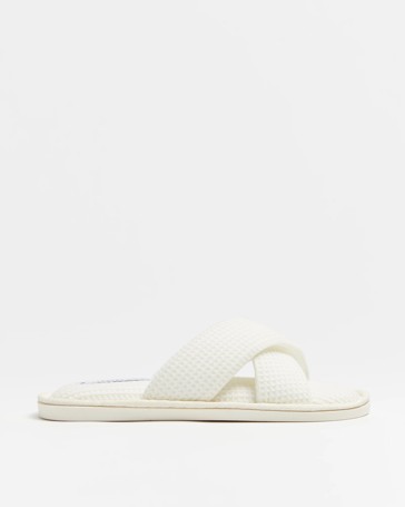 Womens Waffle Jersey Slipper Scuff - Hayley