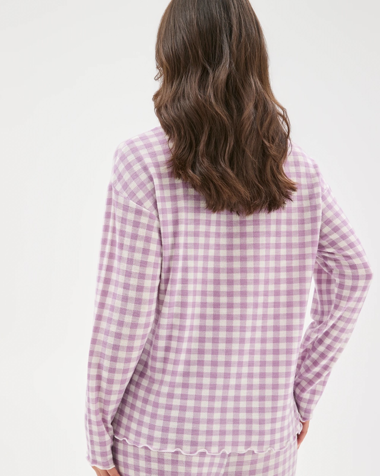 Cosy Slub Knit Sleep Top - Purple gingham 5 of 6