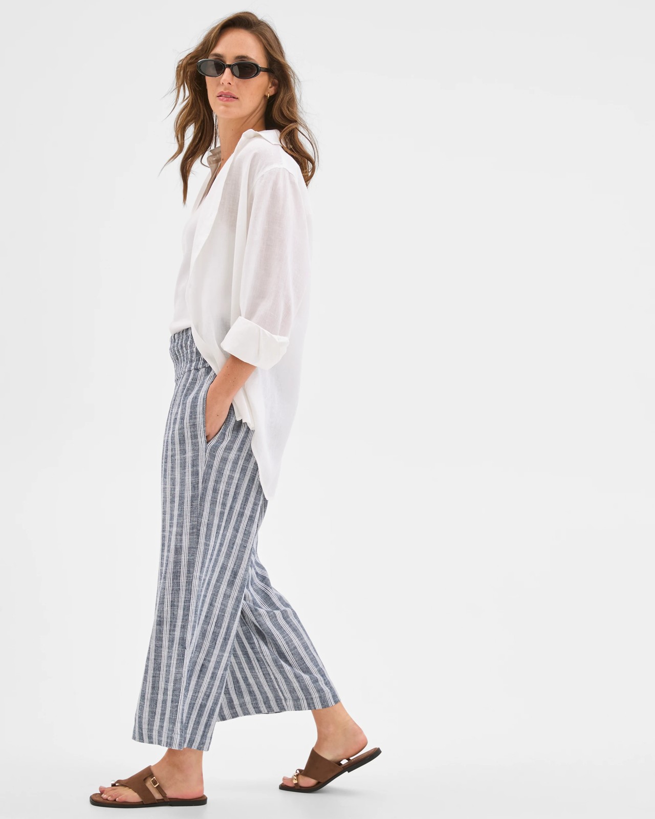 Resort Stripe Culotte Pants - Navy / White Stripe 2 of 6