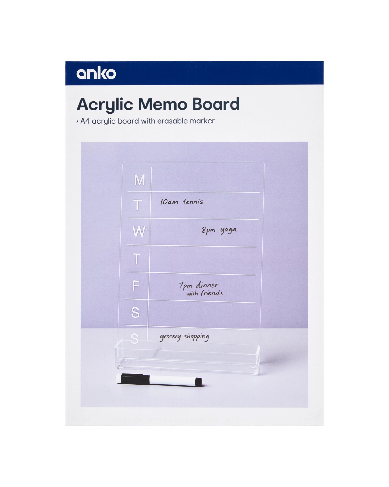 Anko Acrylic Memo Board 29.7cmx21.5cm 4 of 4