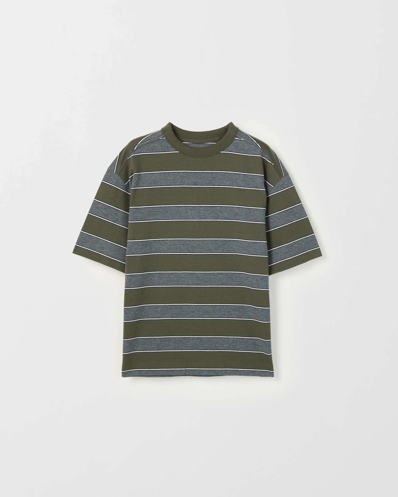 Australian Cotton Oversized Striped T-Shirt - Green 5 of 6