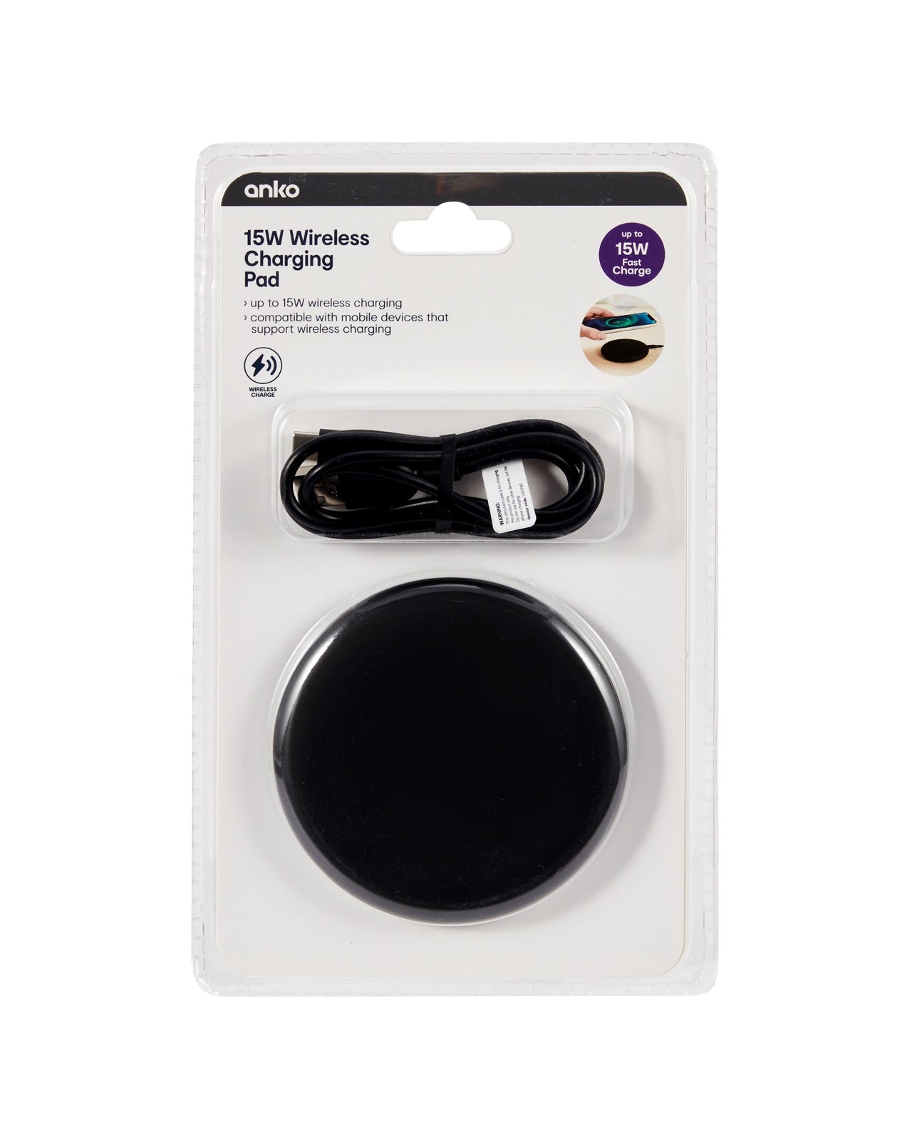 15W Wireless Charging Pad, Blue - Anko 4 of 4