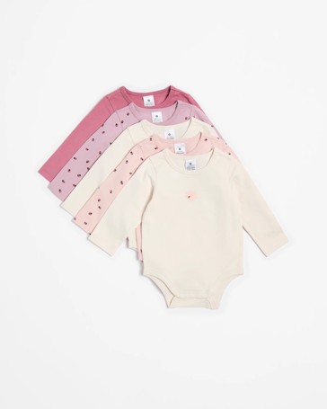 Baby Organic Cotton Bodysuits 5 Pack