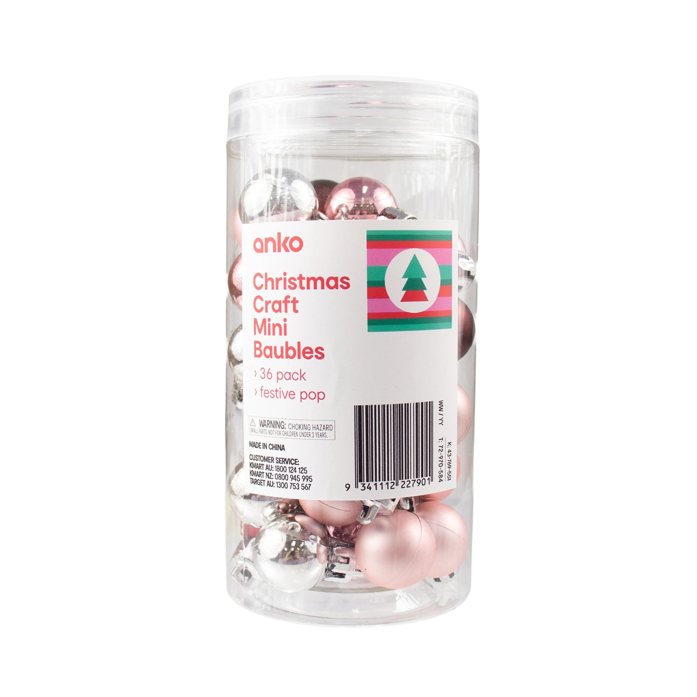 Anko 36 Pack Christmas Craft Mini Bauble - Assorted 5 of 5