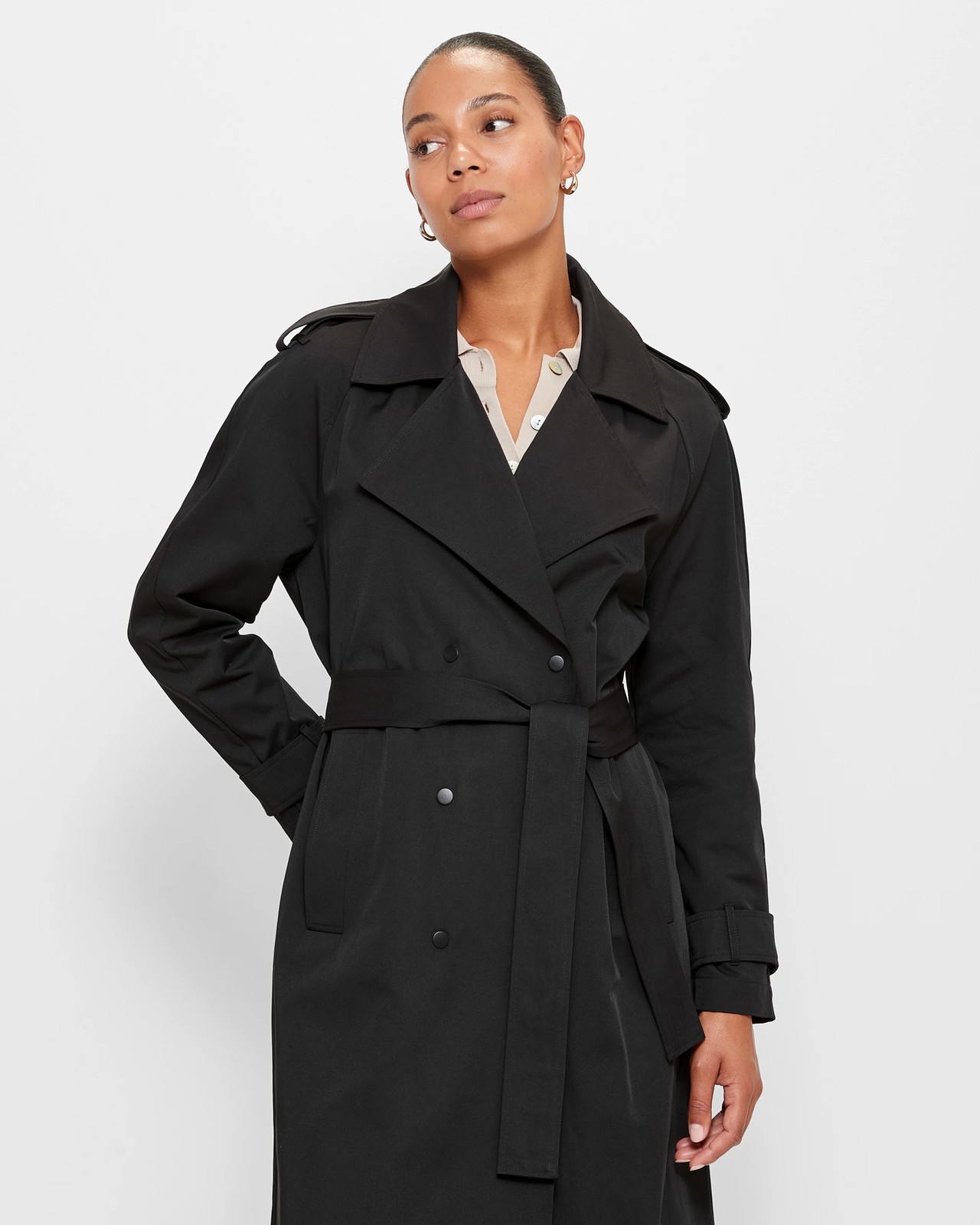 Double breasted hotsell black trench coat