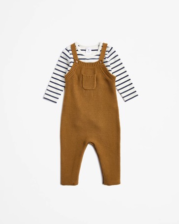 Baby Boy Knit Overall and Top 2 Piece Set