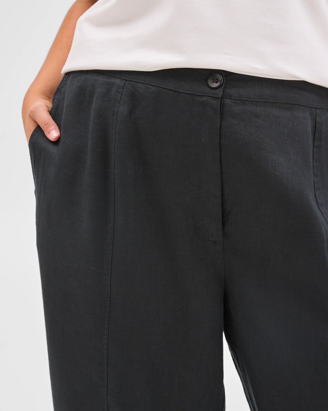 Plus Size European Linen Barrel Leg Pants 5 of 6