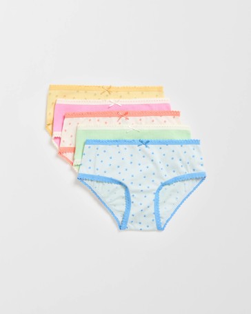 Maxx Cotton 5 Pack Younger Girls Pointelle Rib Briefs