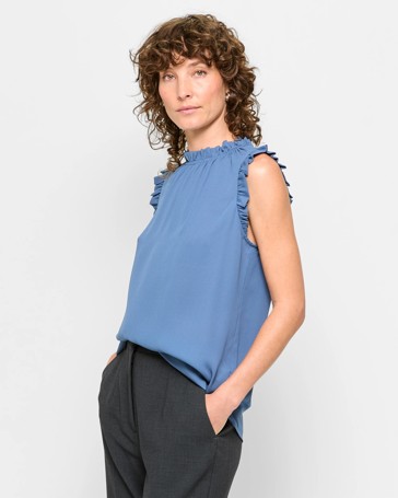 Sleeveless Ruffle Neck Tank Top - Preview