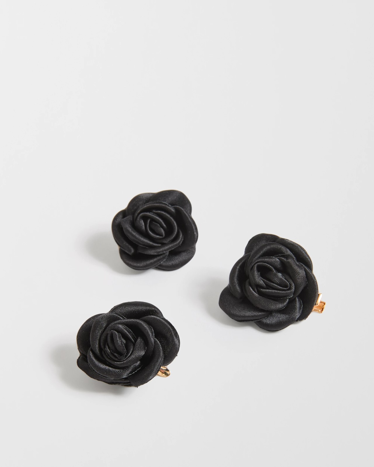 3 Pack Mini Rosette Hair Clips - Black 2 of 2