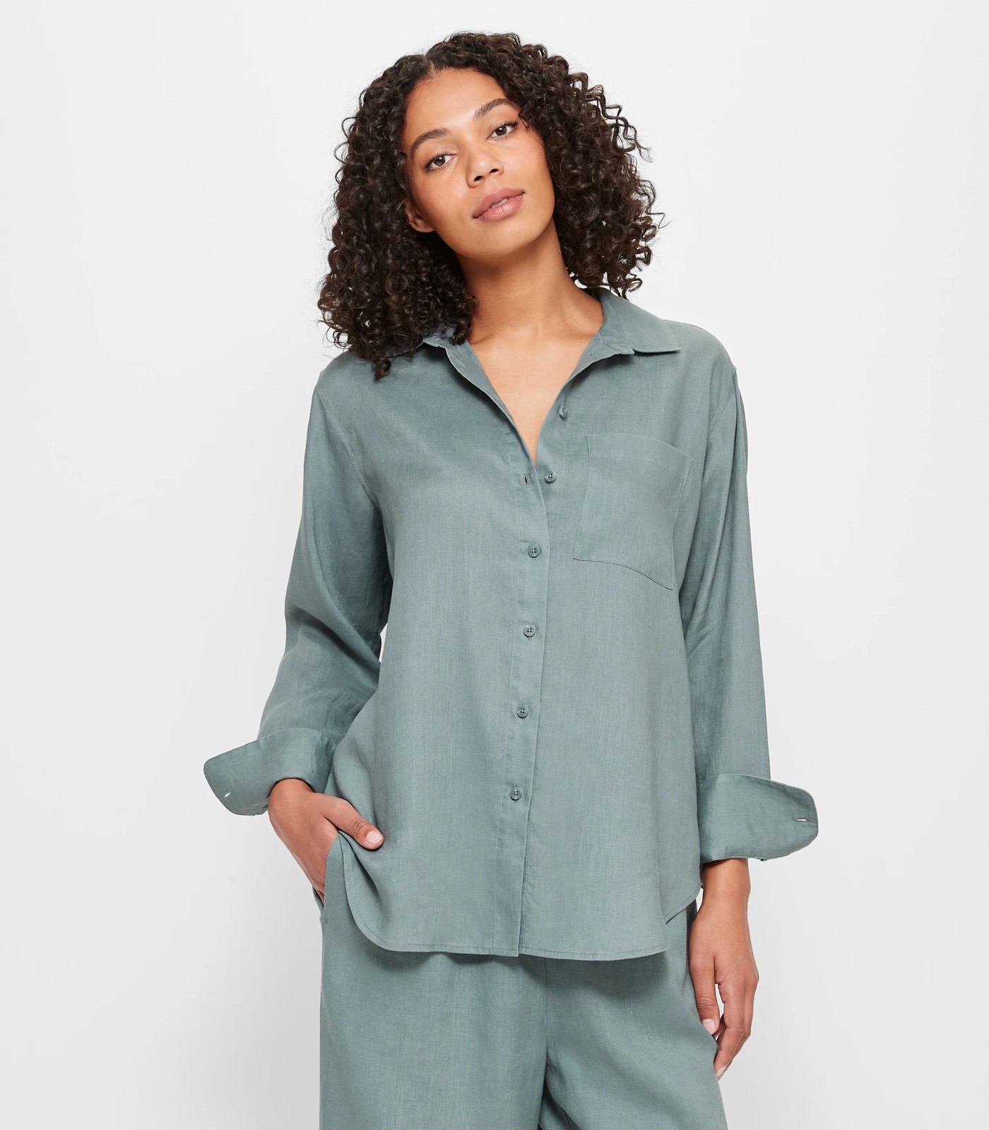 European Linen Long Sleeve Shirt - Light Khaki | Target Australia