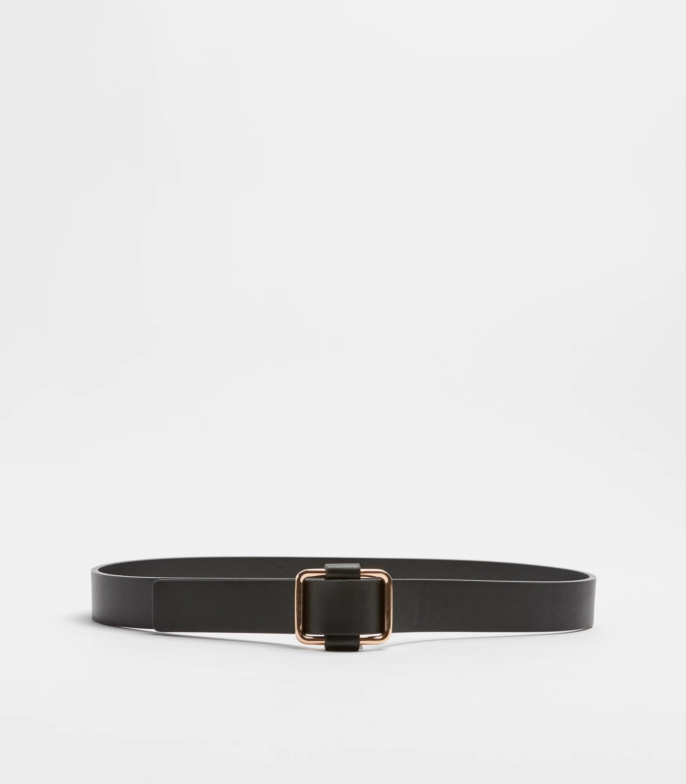 Leather belt with square buckle - Black
