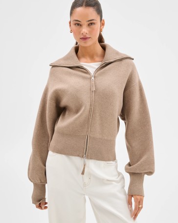 Lily Loves Long Cocoon Sleeve Zip Through Cardigan