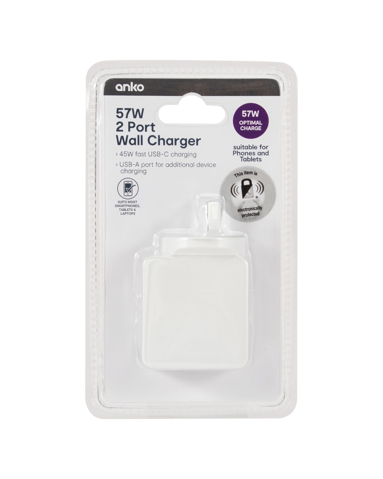 USB-C and USB-A 2 Wall Charger - Anko 5 of 6