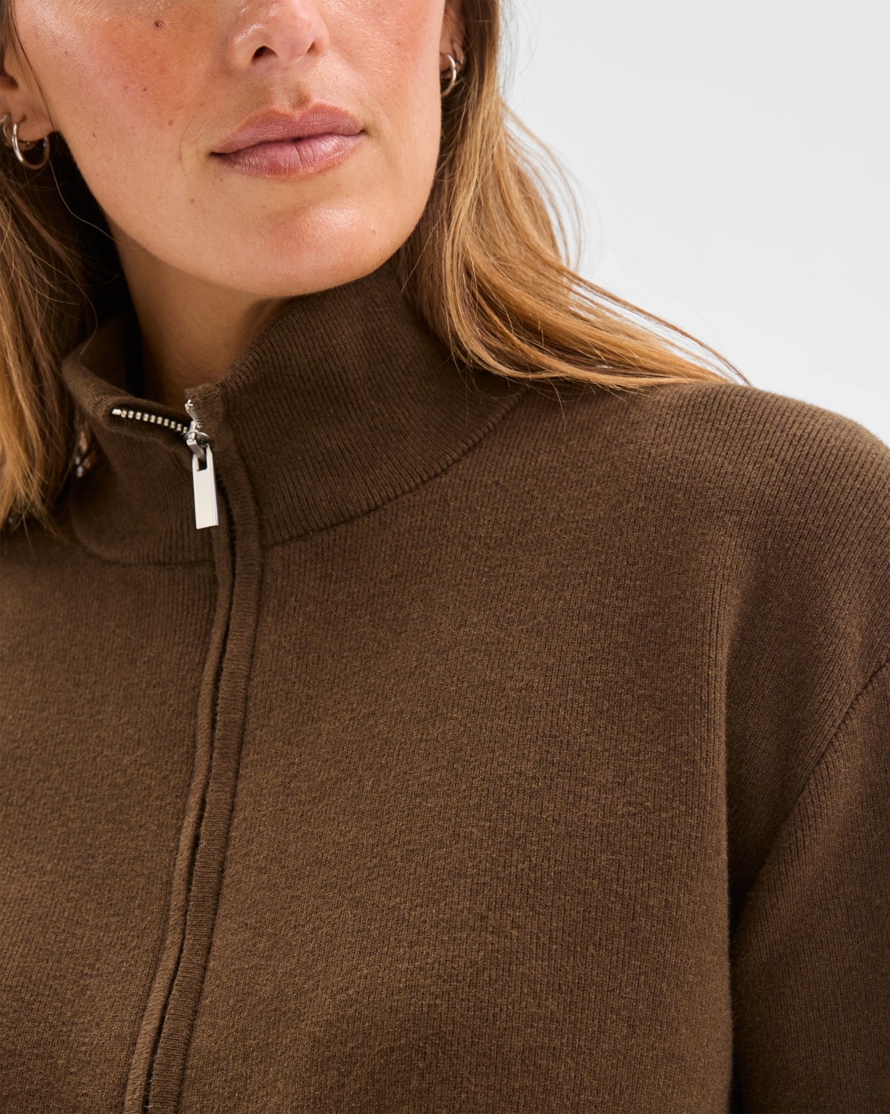 Preview Australian Cotton Blend Polished Knit Bomber Cardigan - Olive 5 of 6
