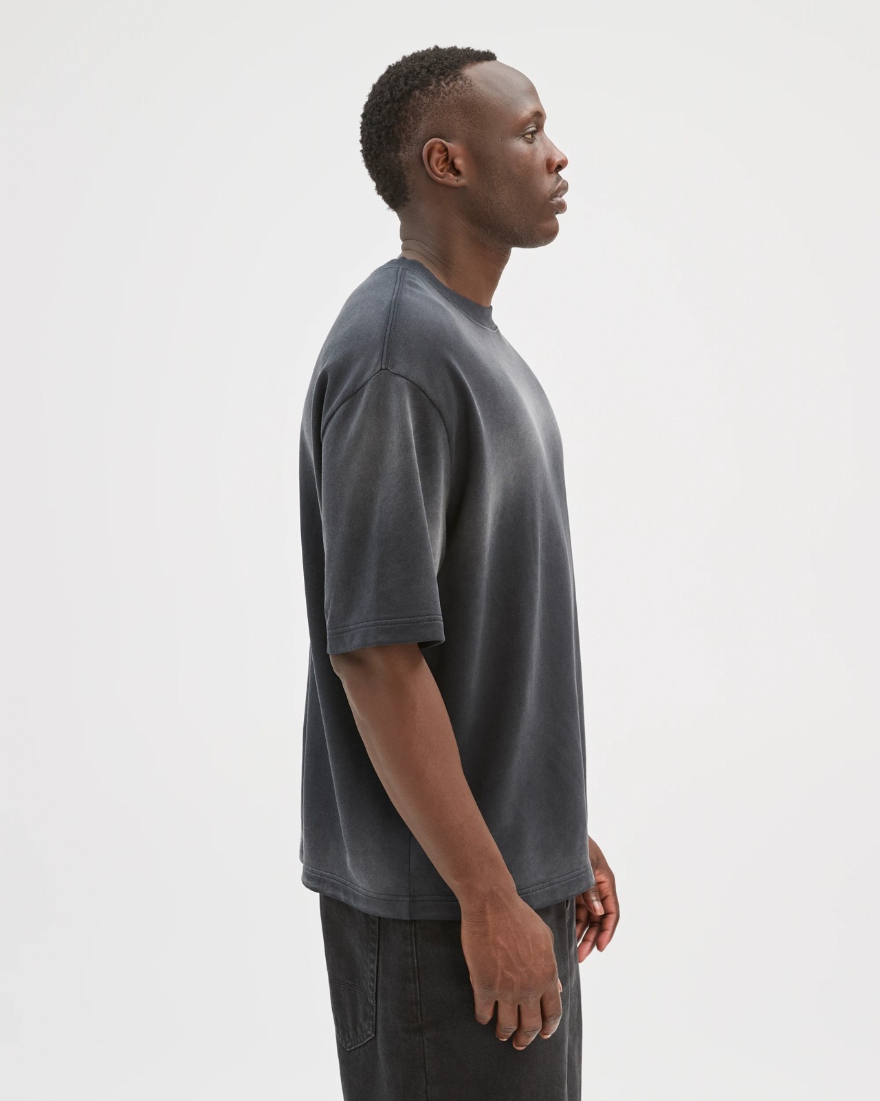 Commons Australian Cotton Oversized Washed T-Shirt - Black Spray 4 of 5
